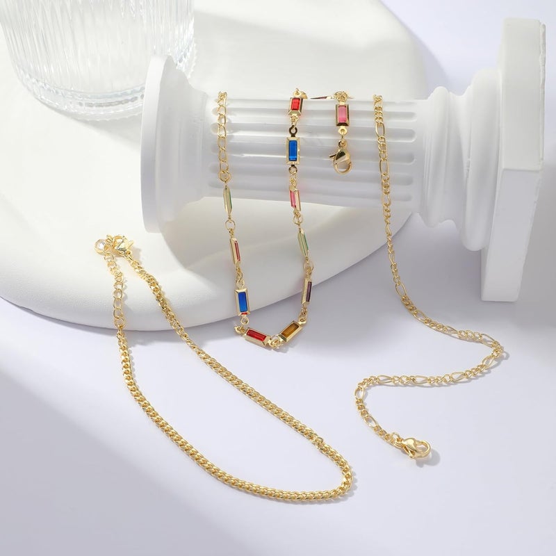 Rotnso Anklets for Women 14K Gold Silver Plated Ankle Bracelets Trendy Waterproof Boho Anklets Set Adjustable Dainty Cute Diamond Beaded Heart Non Tarnish Summer Beach Jewelry Gift - Image 4